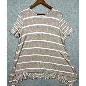 Soft Surroundings Aligned Tunic Womens XL Heavenly Soft Amata Oatmeal Stripe‎